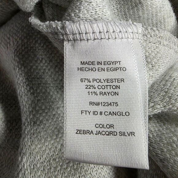 Ellen Tracy Silver Zebra Jacquard Cotton Blend Sweater Size Medium - Picture 7 of 9